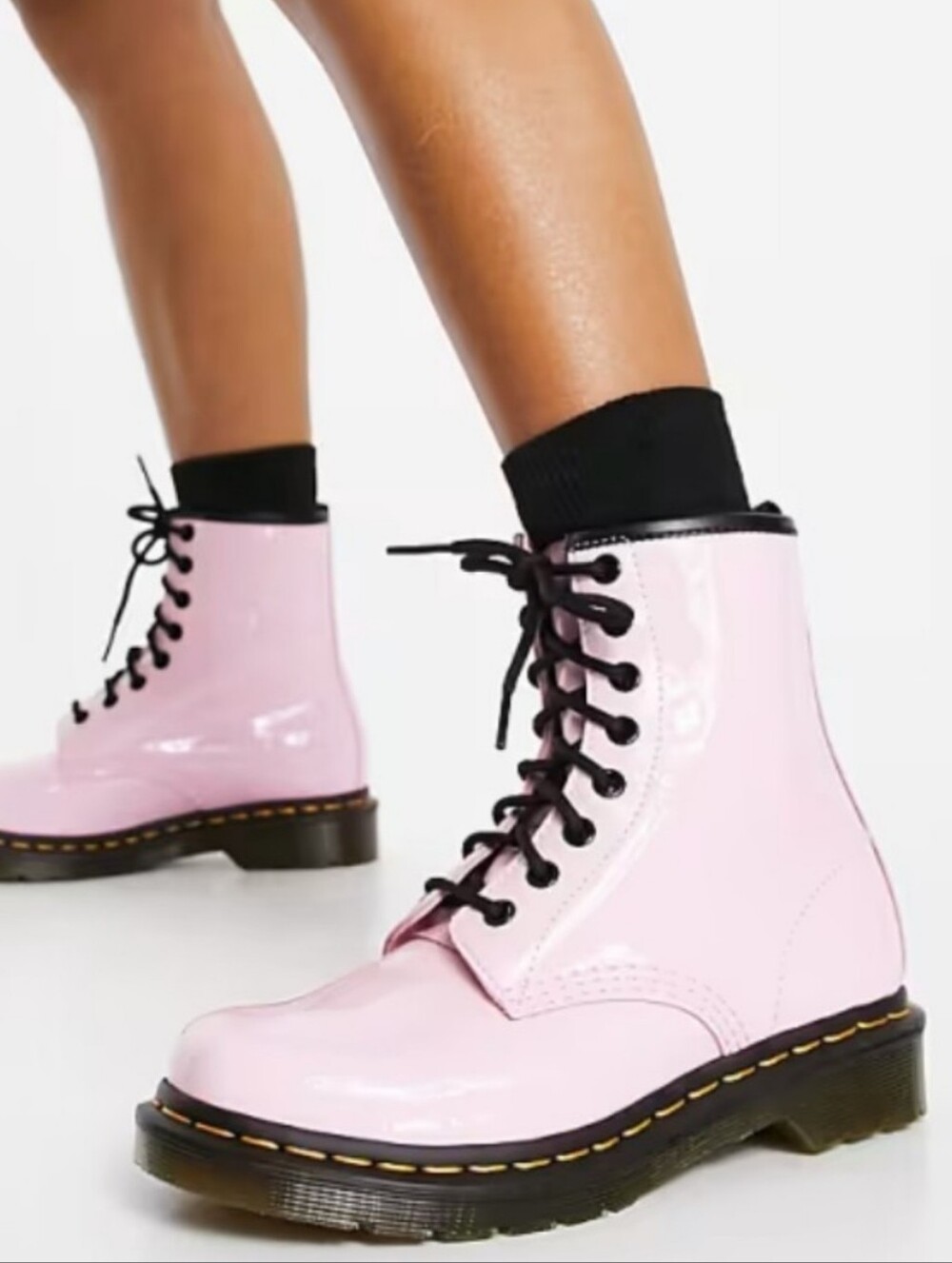Dr. Martens 1460 W Pale Pink Patent Leather Lamper Boots